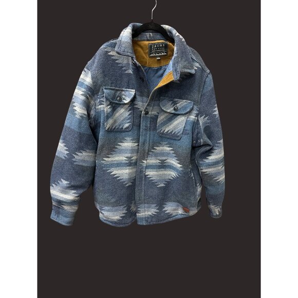 Jachs New York Mens Large Outdoor Jacket Blue Patterned Cotton Blend - Picture 1 of 9
